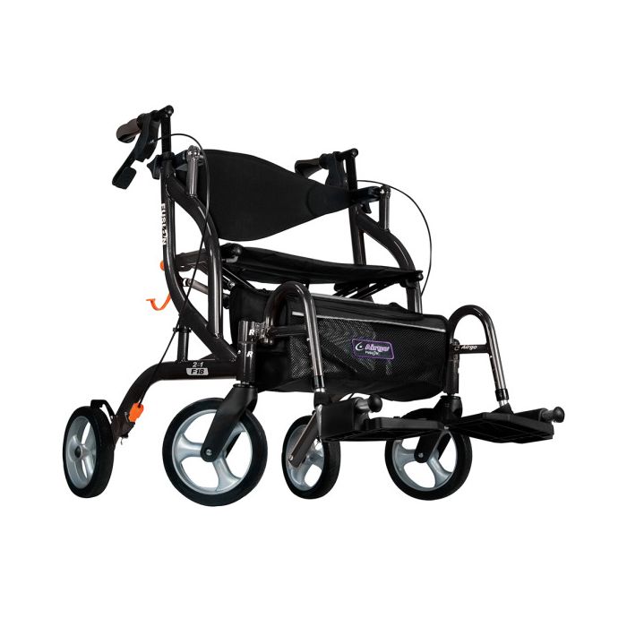 Pearl Black Airgo Fusion F18 Hemi Side-Folding Rollator & Transport Chair by Drive
