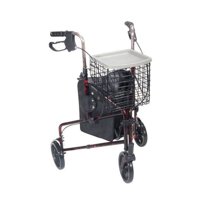 Red Deluxe 3 Wheel Rollator by Drive