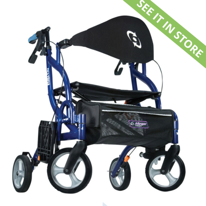 Airgo Fusion F20 Side-Folding Rollator & Transport Chair by Drive - Blue - In store