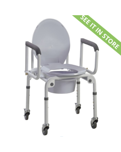 Drive Steel Drop Arm Commode with Wheels - Beauty