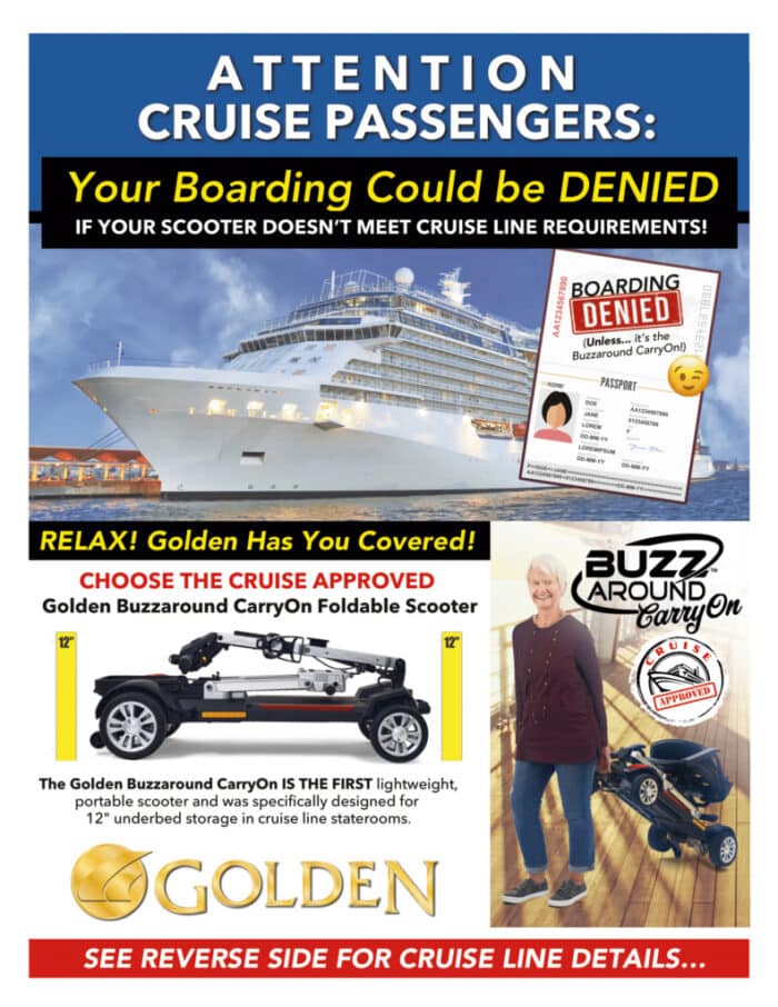 golden buzzaround carryon folding scooter cruises
