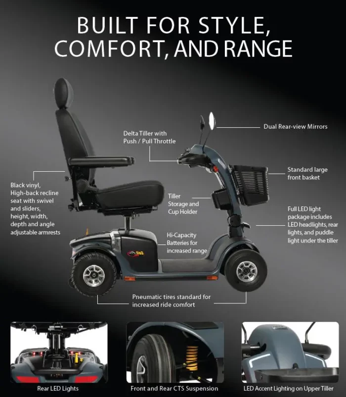 Features of the pride Colt Sport Scooter