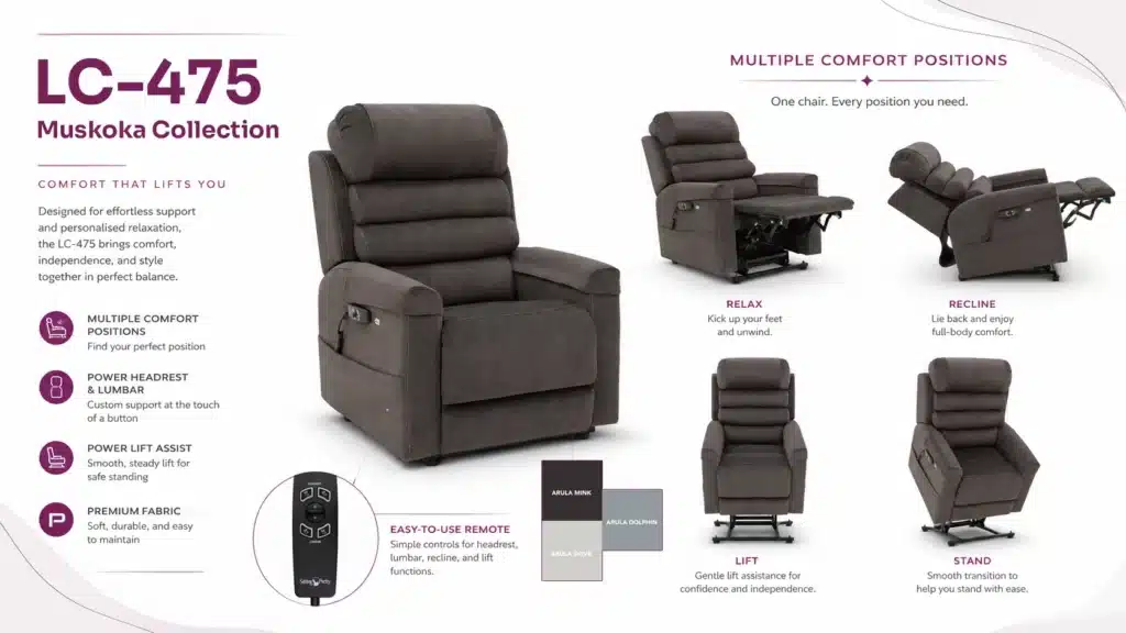 pride lc475 muskoka lift chair specs pride lc 475 muskoka lift chair